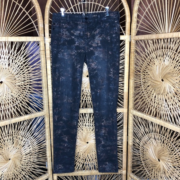 LIVERPOOL Black Metallic Tie Dye High Rise Skinny Jeans Size 29 - Picture 2 of 15